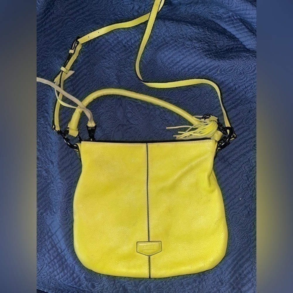 Aimee Kestenberg Bright Yellow Leather Crossbody with Tassel